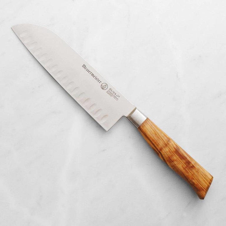 Messermeister Oliva Elite Kullenschliff Santoku Knife - 7 in