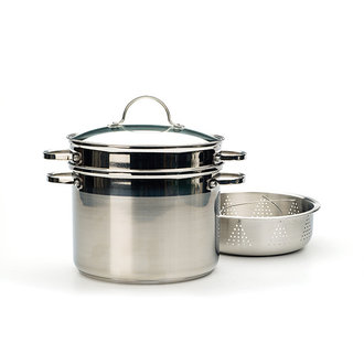 RSVP 8 Quart Stainless Steel Stock Pot With Insert RSVP 8 Quart Stainless Steel Stock Pot With Insert