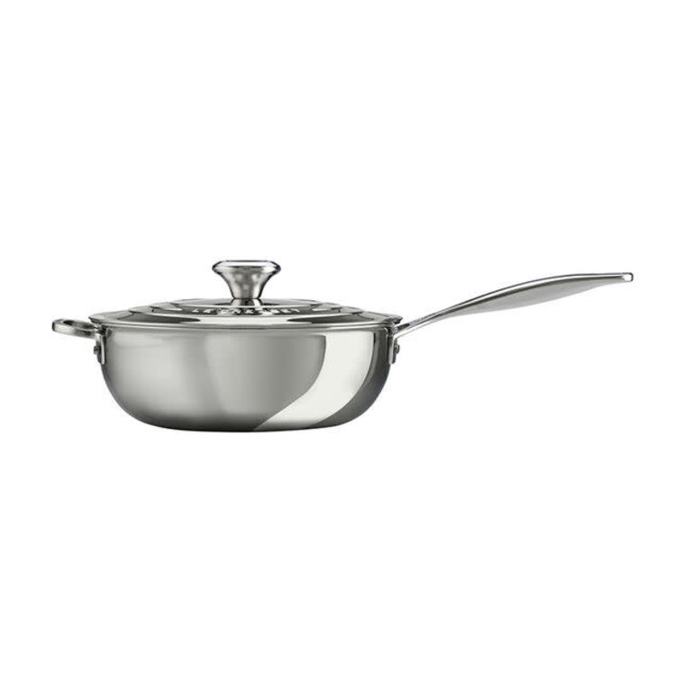 Le Creuset SS 3.5 qt Saucier Pan w/lid And Helper Handle IA