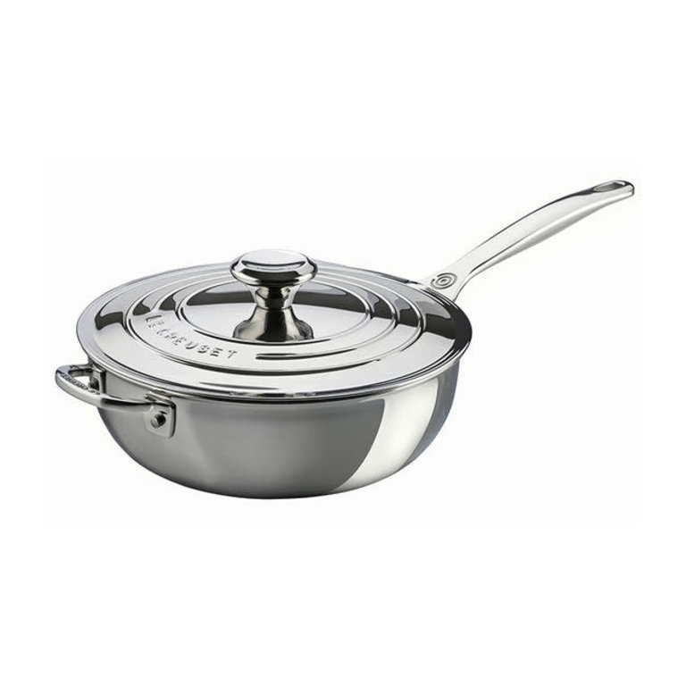 Le Creuset SS 3.5 qt Saucier Pan w/lid And Helper Handle IA