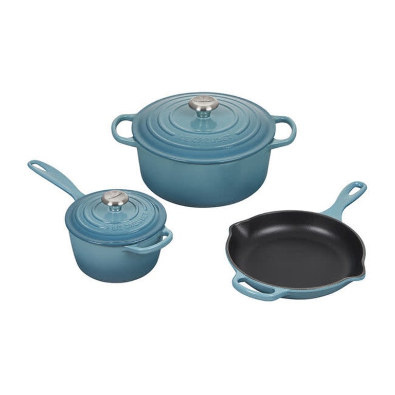 Le Creuset Cast Iron Cookware Set - Deep Teal - 5 Piece