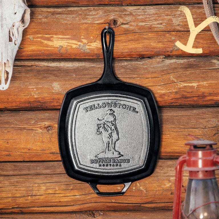 Yellowstone Cowboy Grill Cast Iron 10.5" Square Skillet