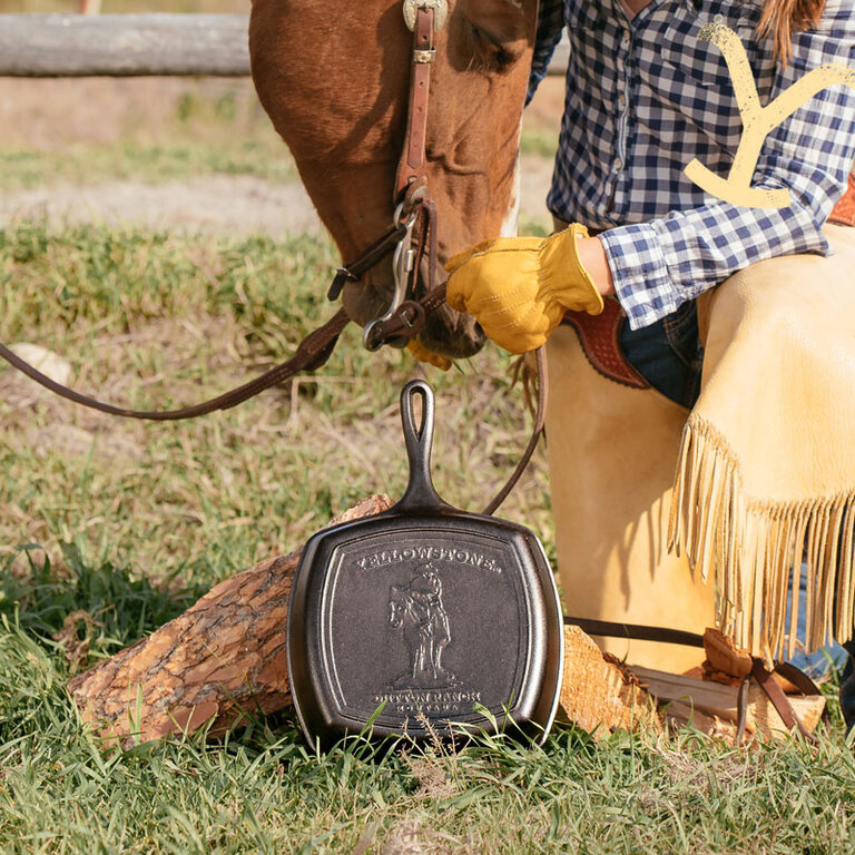 Yellowstone Cowboy Grill Cast Iron 10.5" Square Skillet