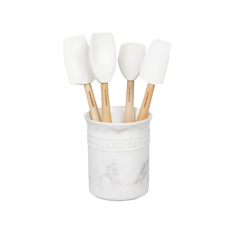 Le Creuset White Marble Utensil Crock Set/5