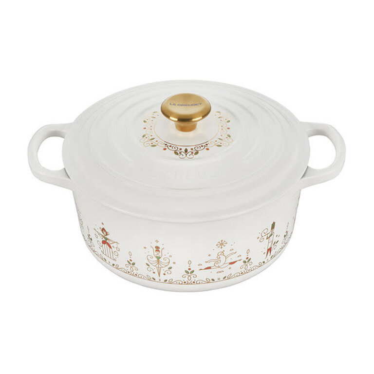 Le Creuset Noel Signature Round Dutch Oven 3.5 qt White with 12 Days