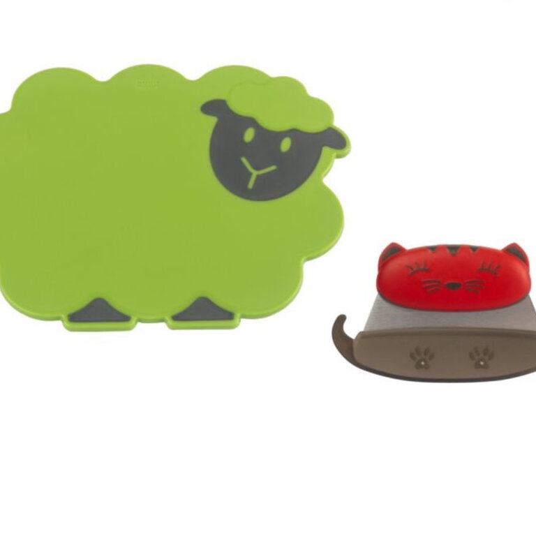 Sheep Cutting Board and Cat Chopper 2 Pc Set