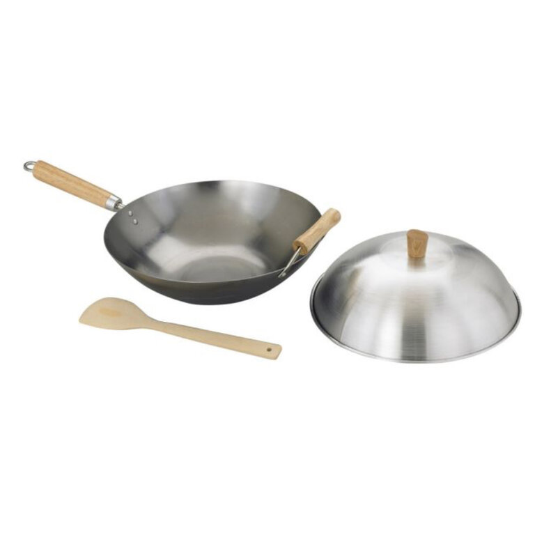 Carbon Steel Wok Set 14in 4 Pc Set
