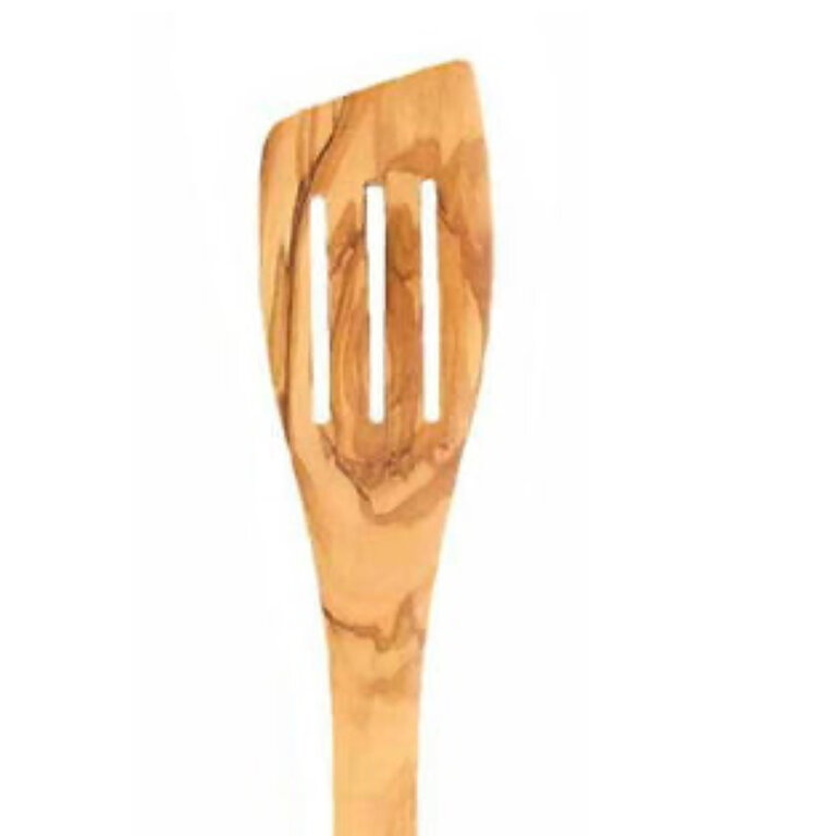Italian Olivewood Slotted Curved Spatula 13in