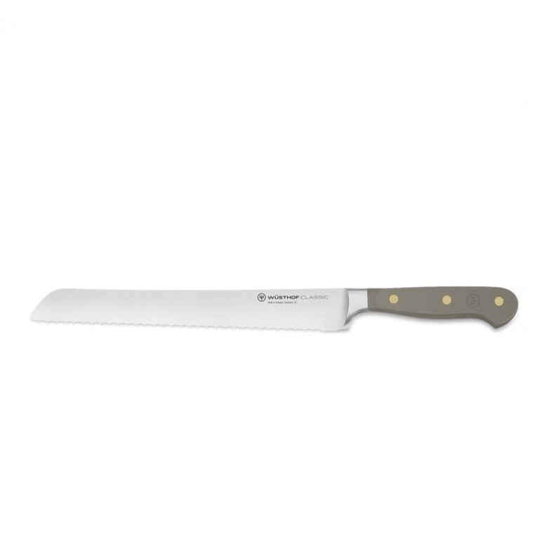 Wusthof Classic Color Double Serrated Bread Knife 9 in - Gray Oyster