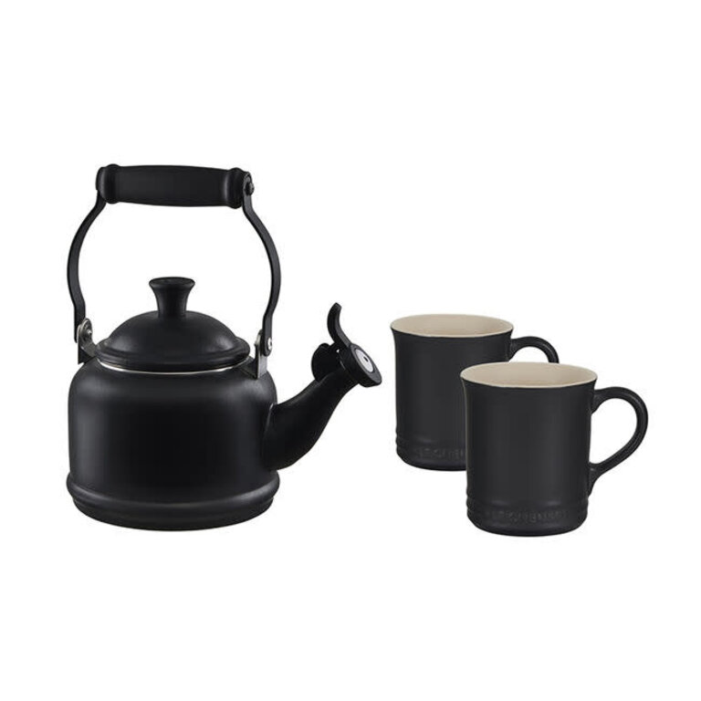 Le Creuset Demi Kettle and 2 Mug Set Licorice