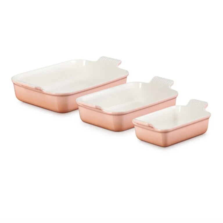 Le Creuset 3 Piece Rectangular Baking Dishes Peche