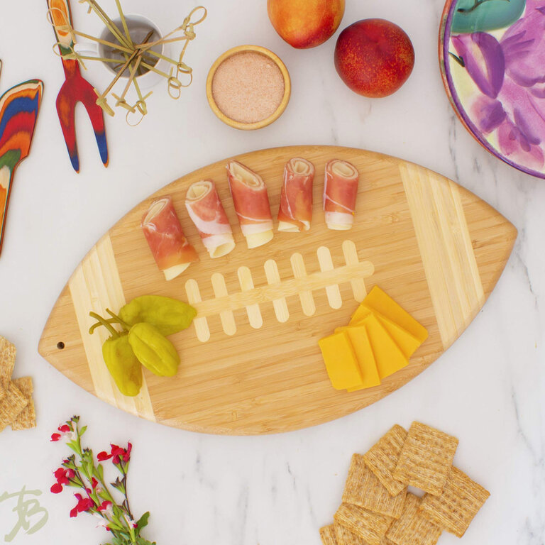 Football Shaped Bamboo Charcuterie Board U/A