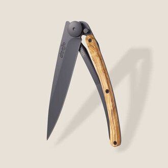 Deejo 37g, Knife Blank Olive Wood, Black Deejo 37g, Knife Blank Olive Wood, Black