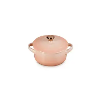 Le Creuset Mini Round Cocotte Peche w/ Gold Heart Knob 8oz DC Le Creuset Mini Round Cocotte Peche w/ Gold Heart Knob 8oz DC