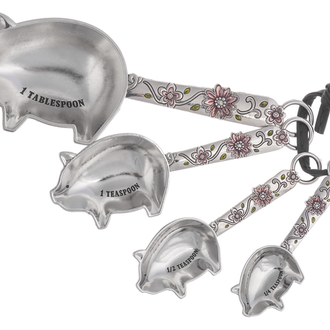 Measuring Spoons Metal 4 Pc Pig