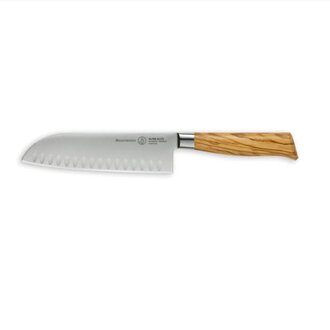 Messermeister Oliva Elite Kullenschliff Santoku, Knife , 7 in Messermeister Oliva Elite Kullenschliff Santoku, Knife , 7 in