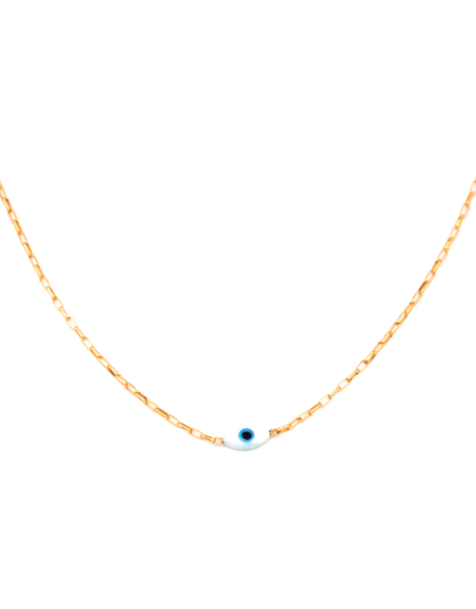 Gold Filled Baby Link Chain with Evil Eye Necklace