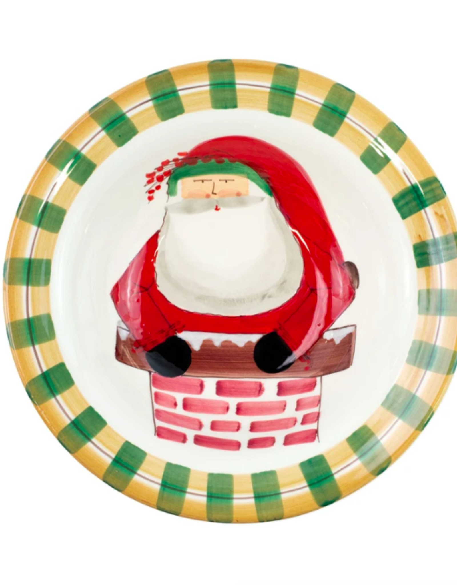 Old St. Nick Rimmed Large Bowl - Santa in Chimney