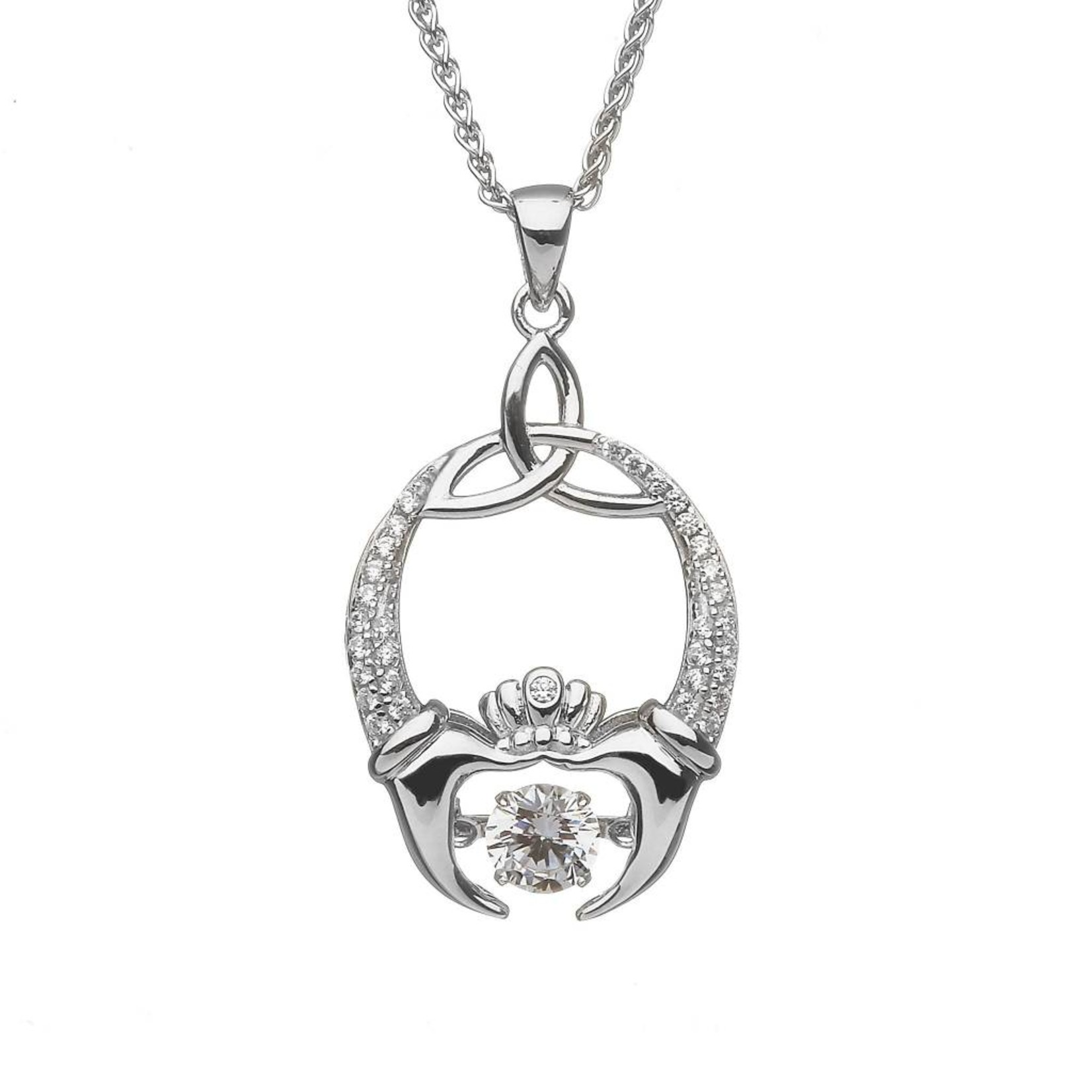 Boru Jewelry S/S Dancing Stone Claddagh &Trinity Necklace
