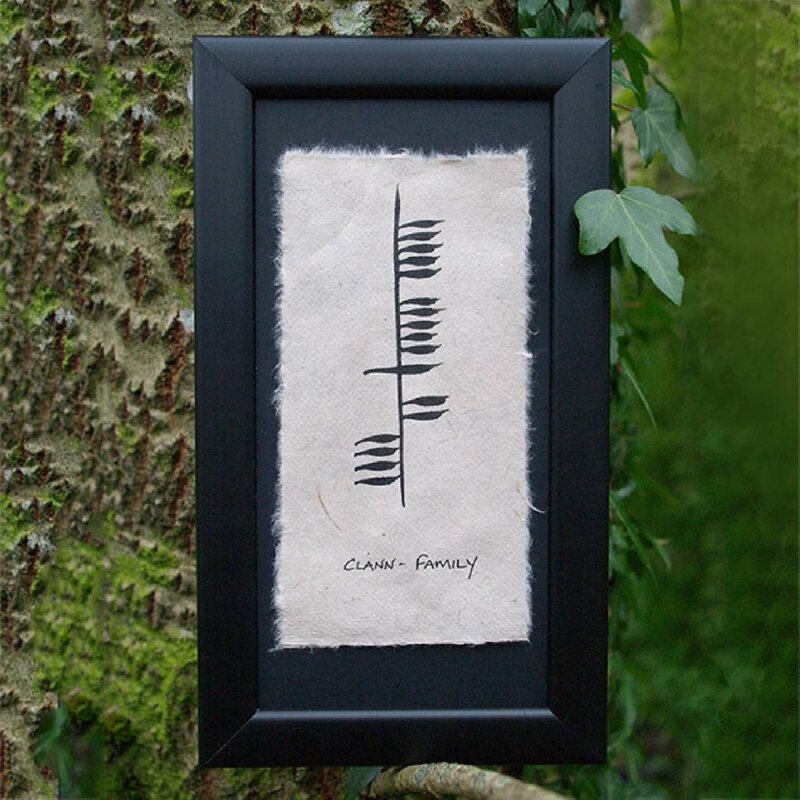 Ogham Wishes Framed Ogham Clann-Family