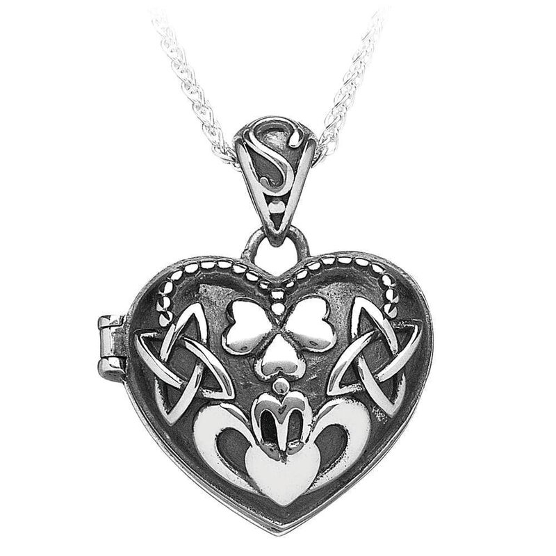 Boru Jewelry Puffed Heart Claddagh Locket