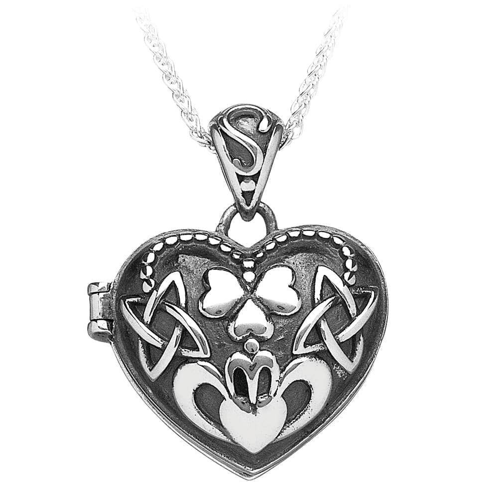 Boru Jewelry Puffed Heart Claddagh Locket