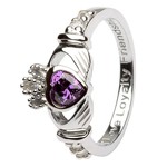 Shanore S/S February Birthstone Claddagh Ring