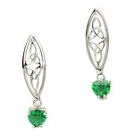 Shanore SIlver Double Trinity Earrings with Green Hearts