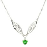 Shanore Silver Trinity Green Heart Necklace