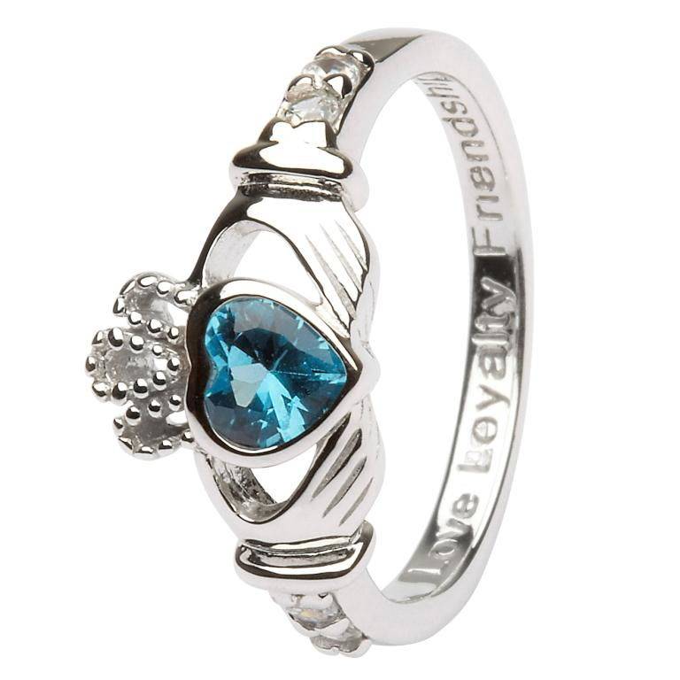 Shanore S/S December Birthstone Claddagh Ring