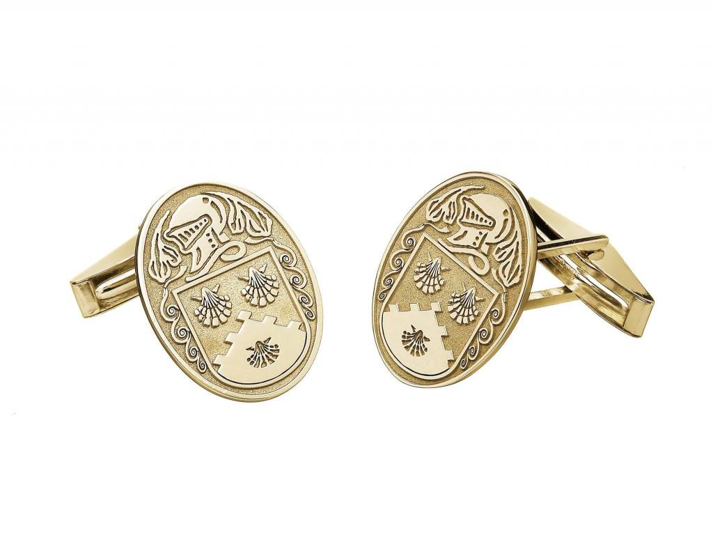 Boru Jewelry Large Oval Shaped Coat of Arms Cufflinks