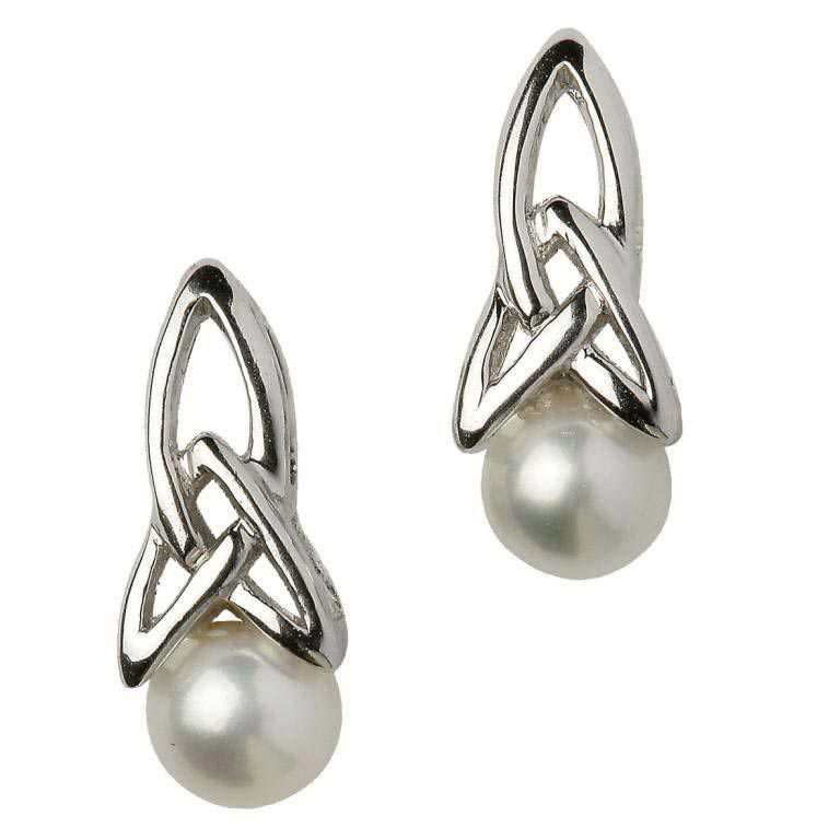 Shanore Sterling Silver Trinity Pearl Earrings