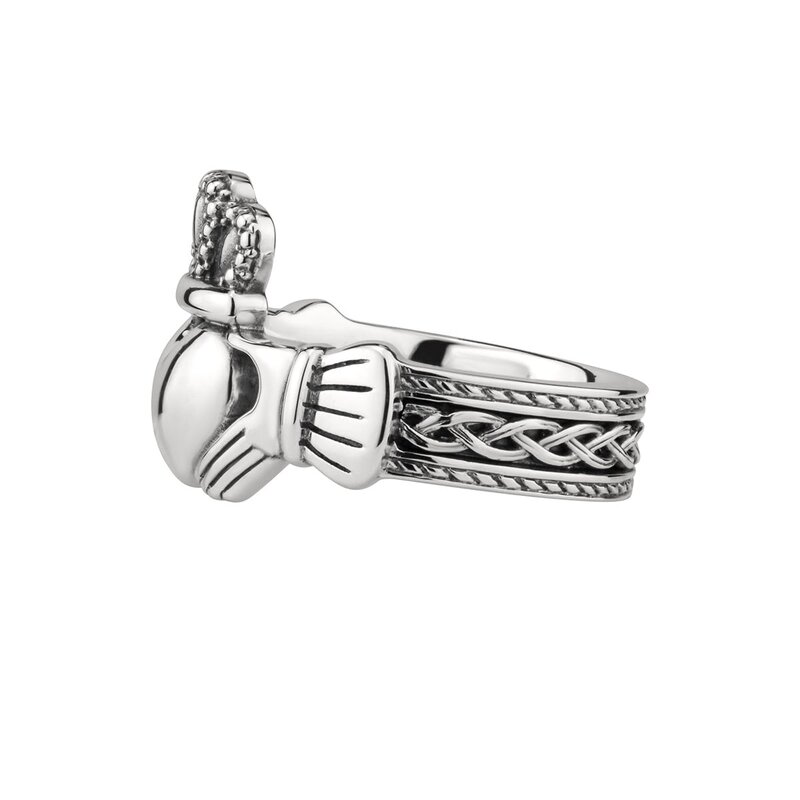 Solvar Mens Large Celtic Claddagh Ring