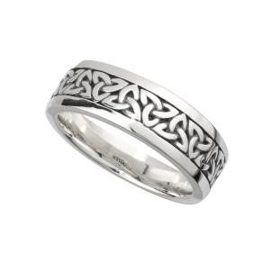 Solvar Silver Oxidized Men's Trinity Knot Band