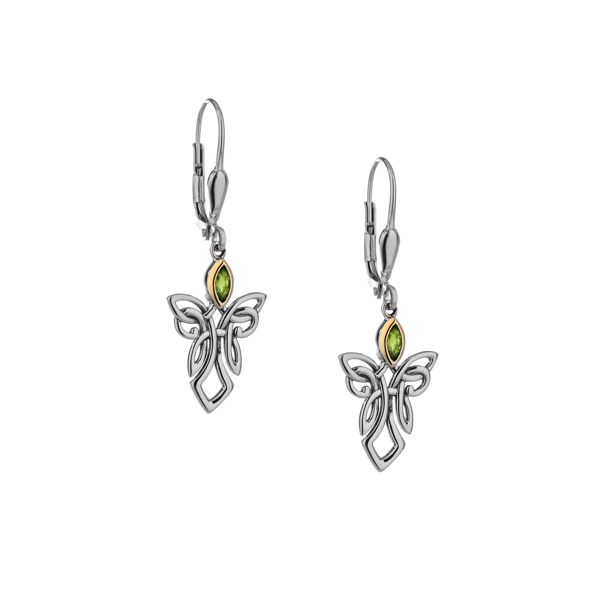 Silver + 10k Guardian Angel Earrings Celtic Aer Gift Shop