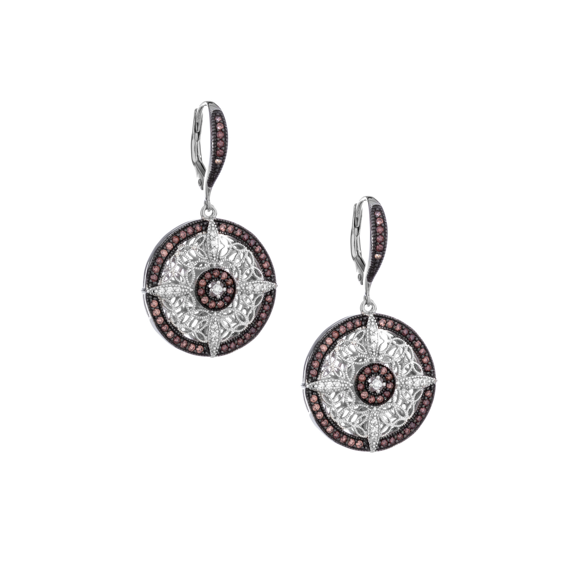 Keith Jack Sterling Silver Night & Day Round Earrings