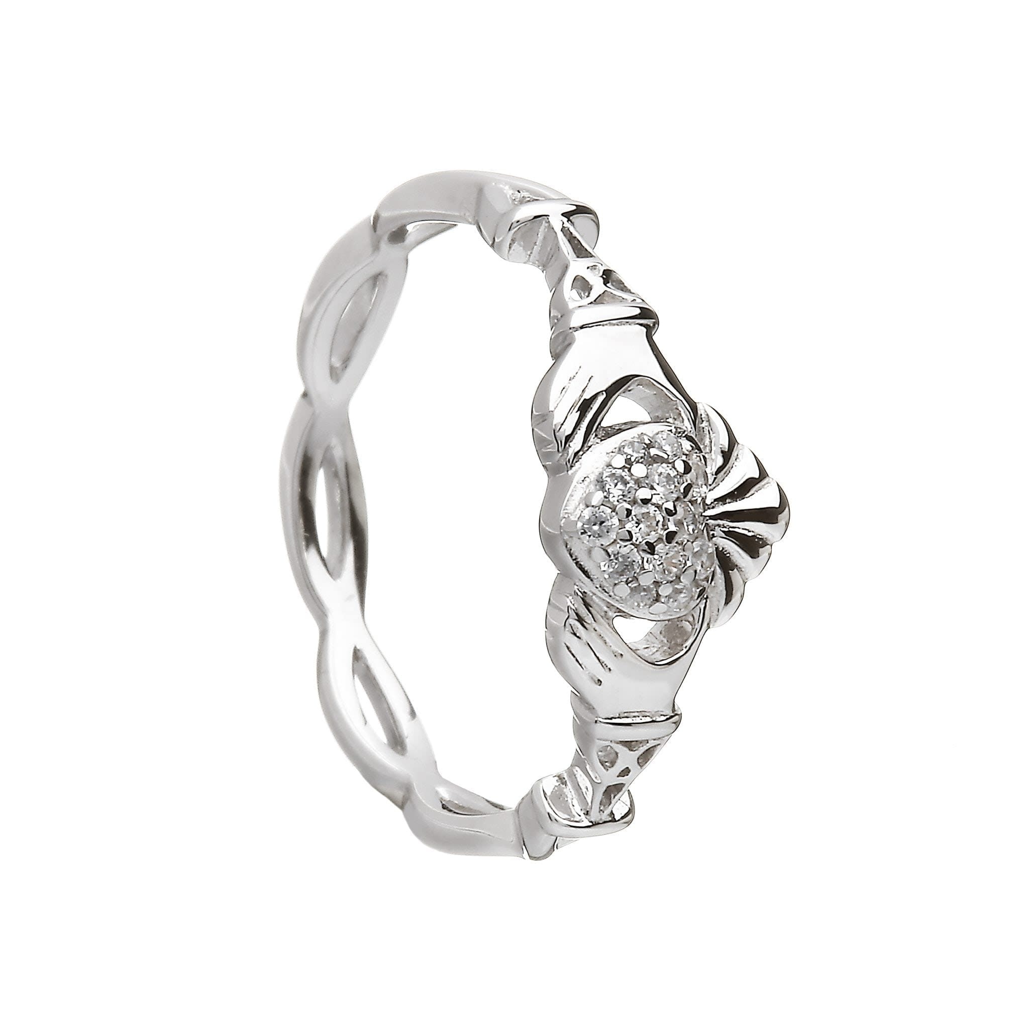 Boru Jewelry Silver Pave Set Claddagh Ring