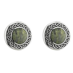 Solvar Round Connemara Marble Celtic Earrings