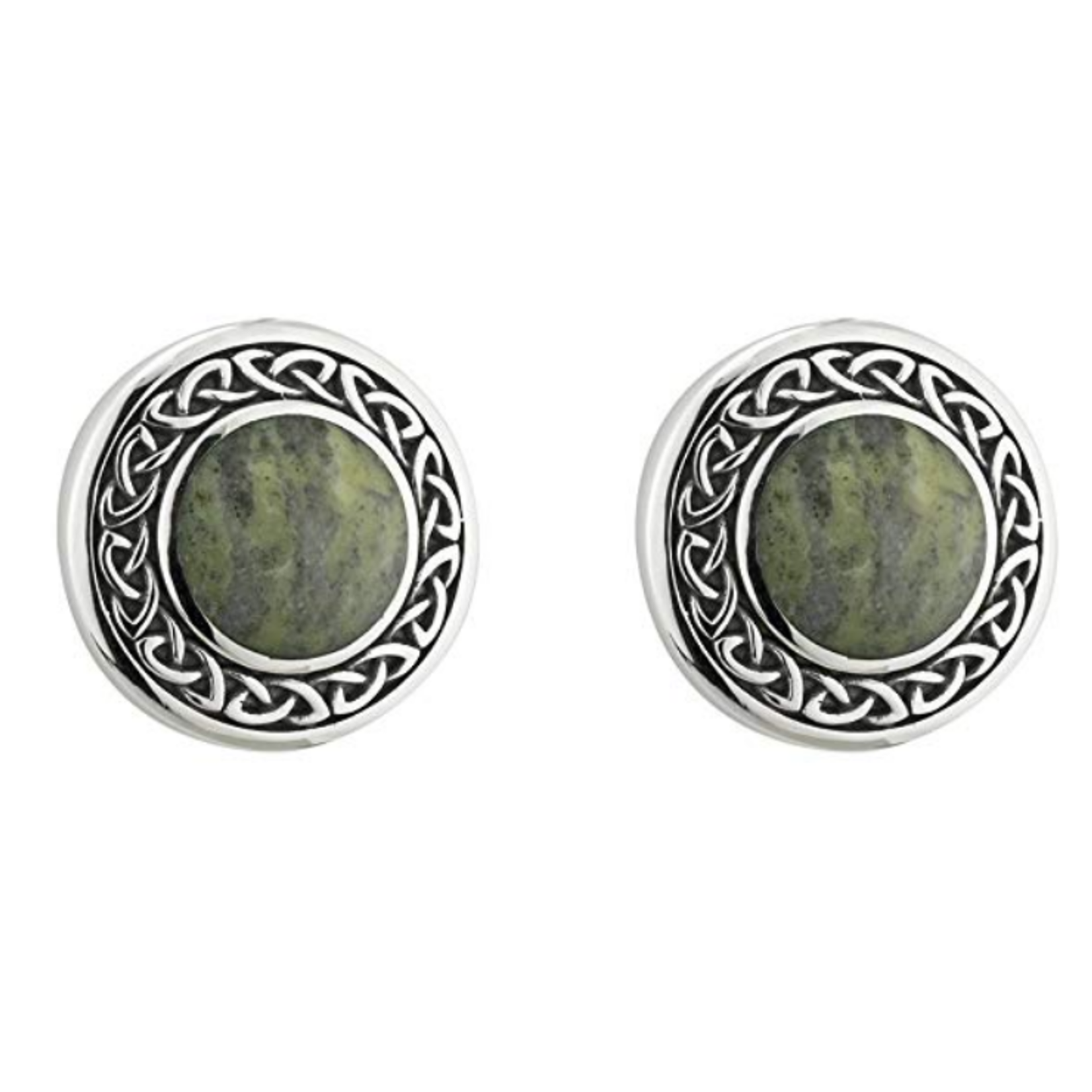 Solvar Round Connemara Marble Celtic Post Earrings