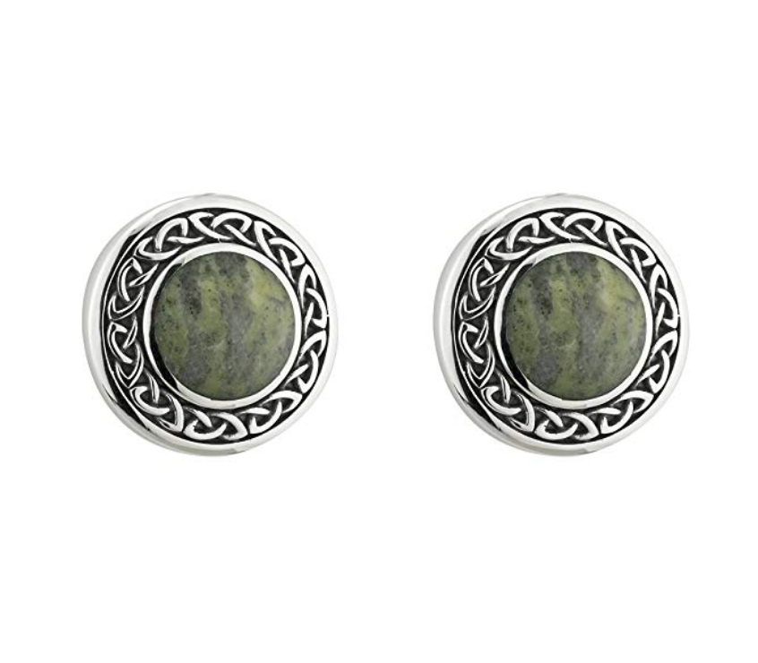 Solvar Round Connemara Marble Celtic Earrings