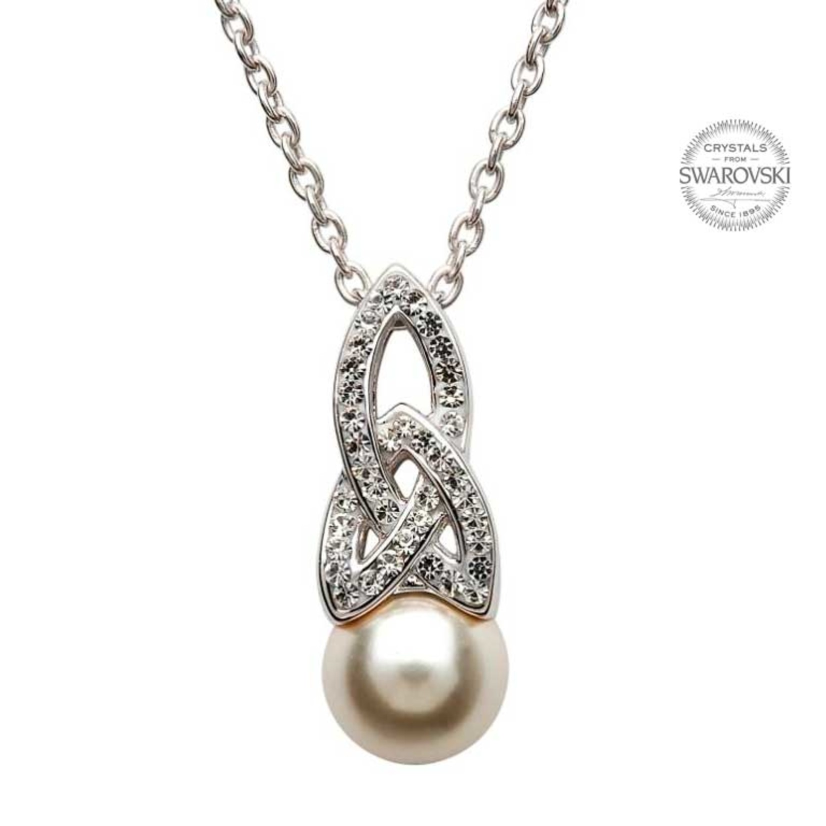 Shanore Silver Swarovski Trinity Pearl Necklace