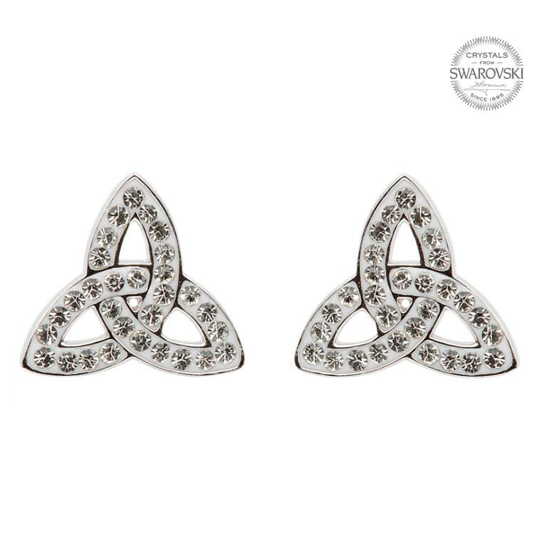 Shanore Silver Trinity Knot Studs Swarovski Earrings