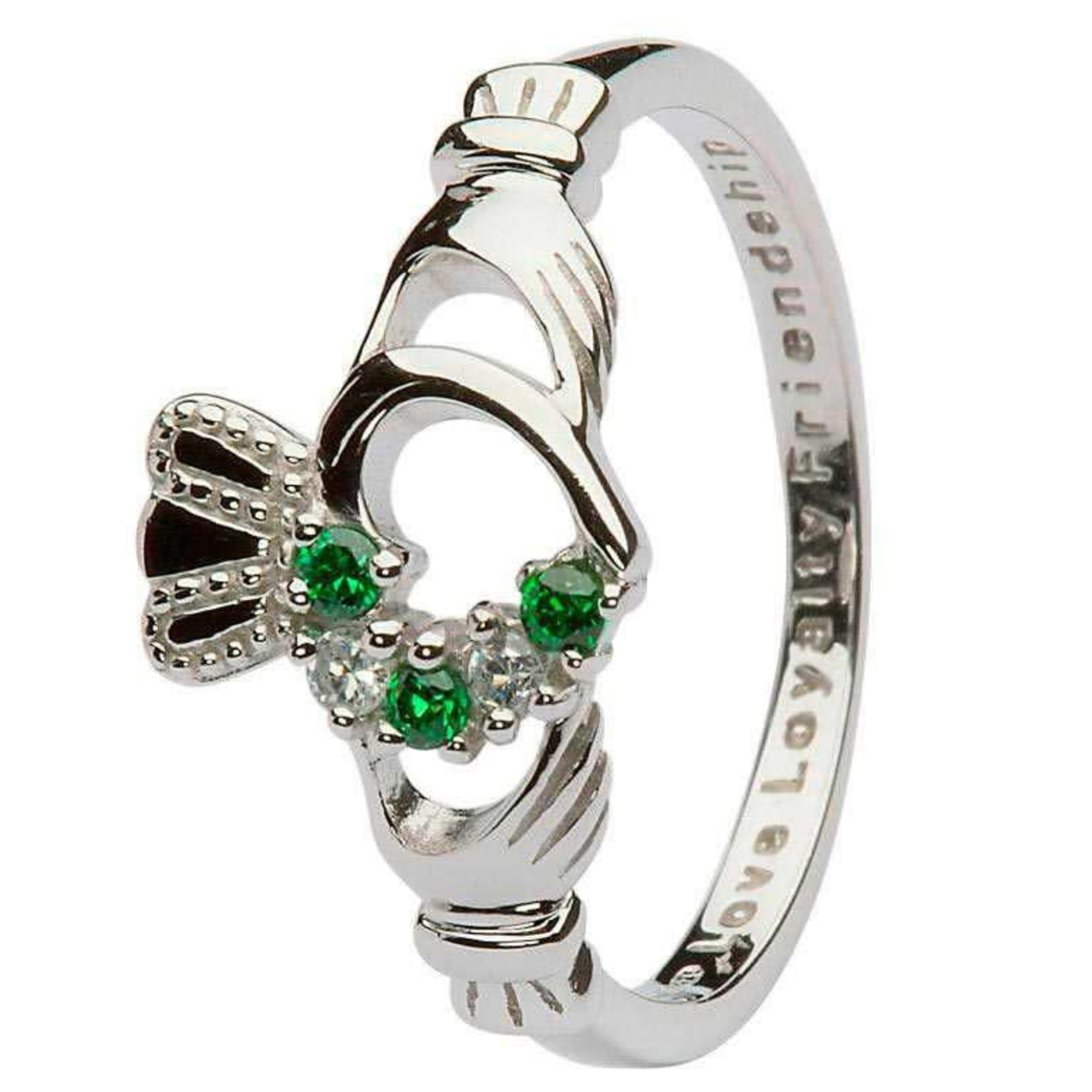 Shanore Claddagh Ring Stone Set Heart