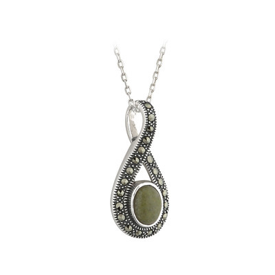 Solvar Sterling Silver Connemara Marble & Marcasite Pendant