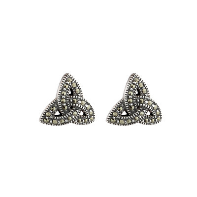 Solvar Sterling Silver Marcasite Trinity Knot Earrings