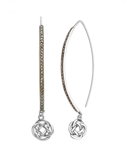 Anu S/S Marcasite Celtic Wishbone Earrings