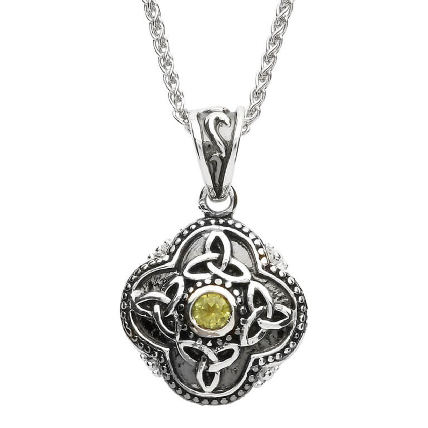 Silver Trinity Knot Connemara Marble Pendant