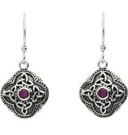 Shanore Celtic Tribal + Trinity Earrings with Amethyst