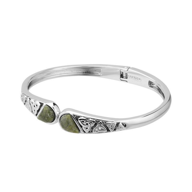 Solvar Connemara Marble + Trinity Hinged Bangle