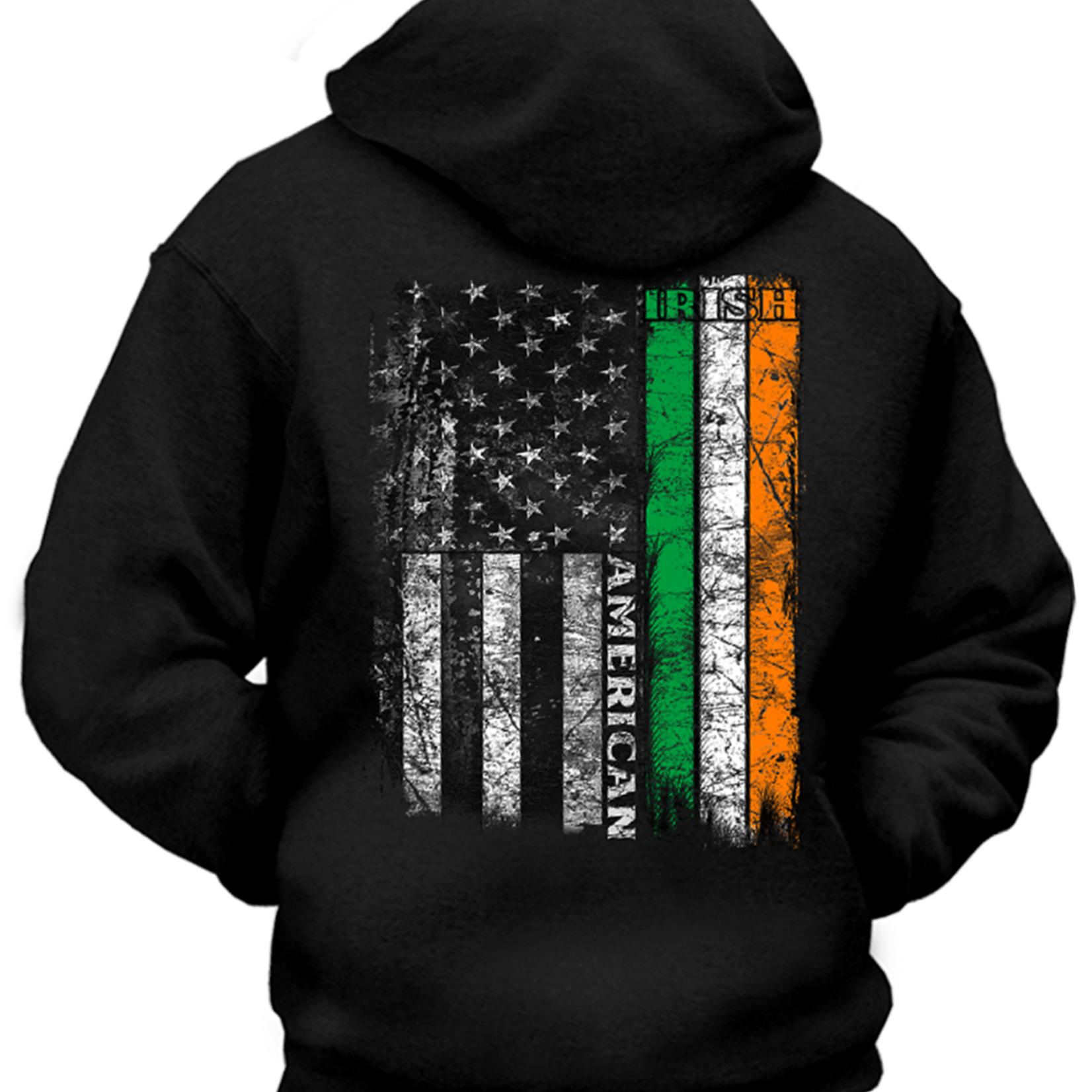 Coastal Tees Irish American Flag Black Hoodie